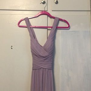 Mesh bridesmaid dress with crisscross back straps